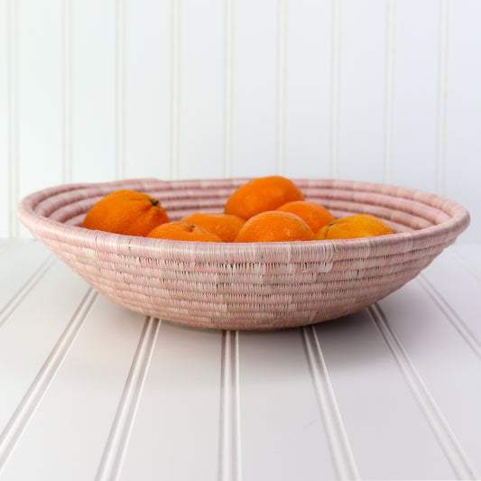 Blush Pink Round Woven Wall Basket
