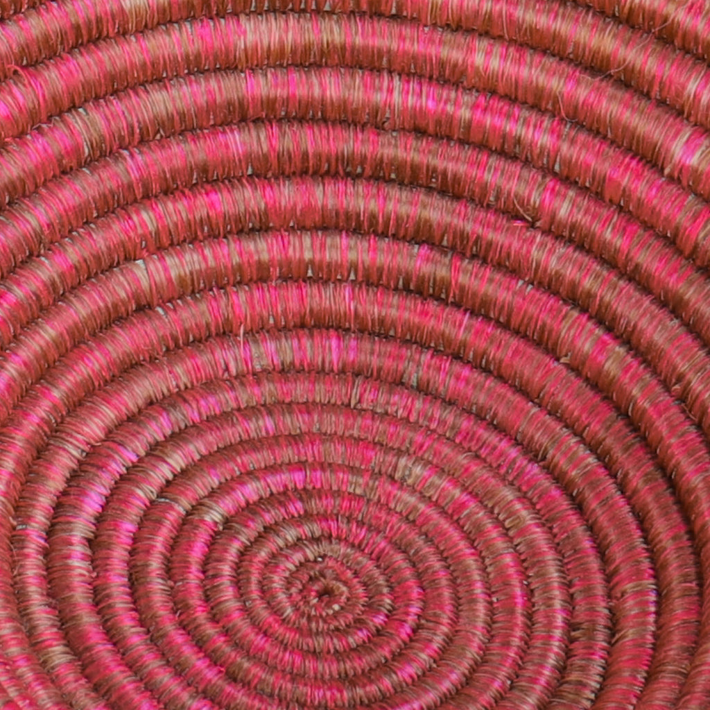 Hot Pink Decorative Baskets for Wall | Round with Flat Back for Hanging | Sisal African Wall Decor Basket | Boho Wall Art | Decorative Fruit Bowl