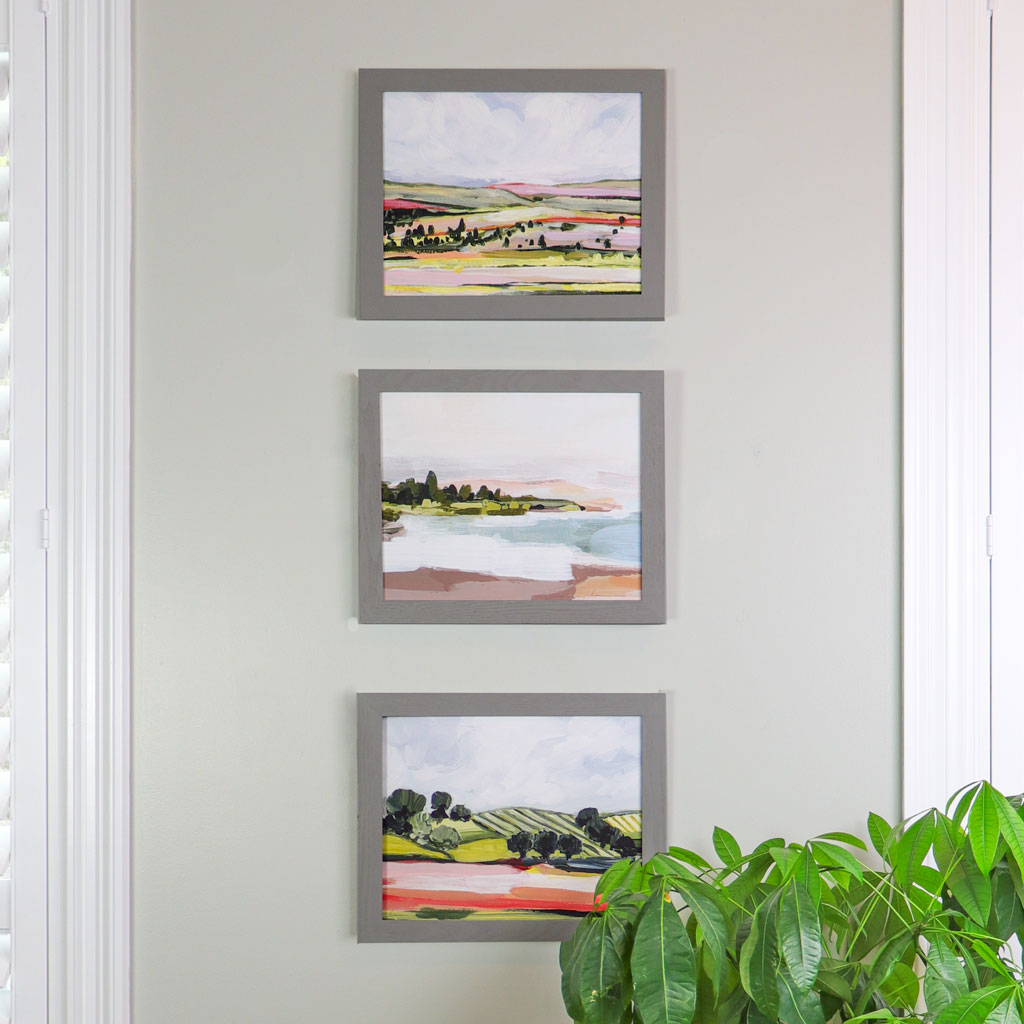 Yellow Hills Abstract Landscape Art Print- 8x10" or 11x14" Art Prints on Matte Canvas-Scenic Trees Framed Wall Art-Unique Decor-Laurie Anne