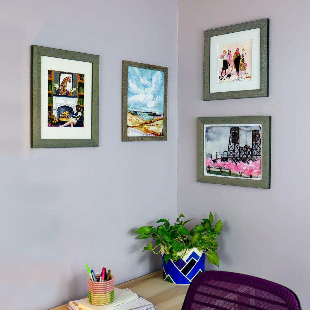 Blue and Green Mountain Plant Pot | Hand Painted Planters | Unique Gifts and Home Decor | White Abstract Mountains | Flower Pots | 7x9"