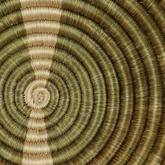 Olive Green Round Woven Bowl | Decorative Baskets with Flat Back for Hanging on Wall | Unique Fruit Bowl or Storage Dish | 8 or 12 inch