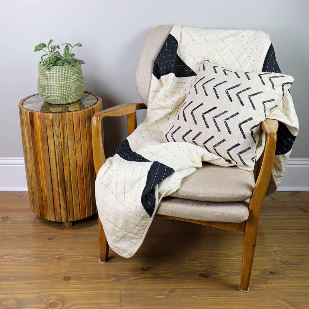 Black and White Quilted Throw Blanket Anchal Throws & Blankets.