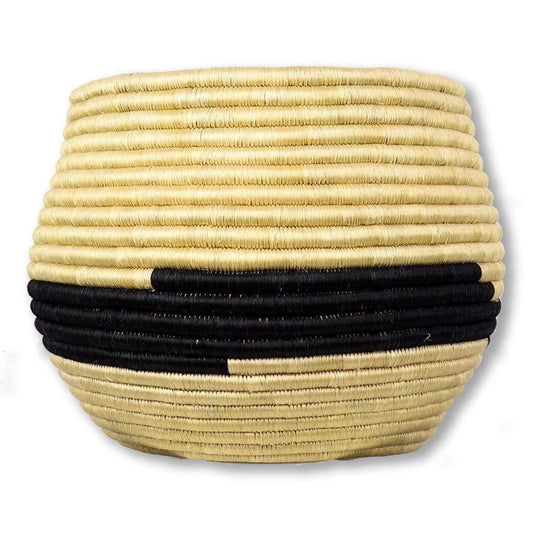 Black Striped Indoor Planter Basket 10x9" Amsha Decorative Baskets.