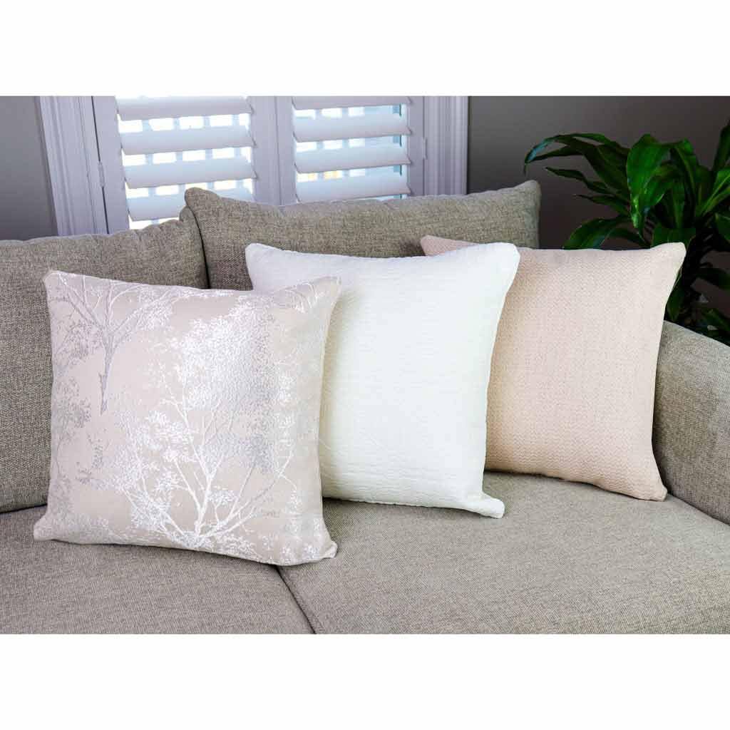 Blush Pink and Taupe Decorative Throw Pillow | 20x20" | Exposed Brass Zipper | Tweed Pillow Cover | Unique Decor for Living Room Couch