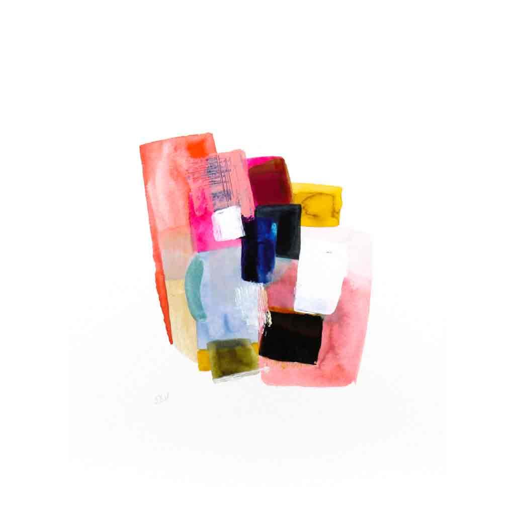 Pieces | Snoogs and Wilde | Abstract Art Prints | Minimalist Wall Decor | Pink Blue White Shapes | Unique Wall Art | 11x14"