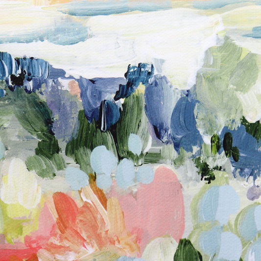 Desert Dawn | Abstract Landscape Painting | Flowers Sky Scenery | Art Prints on Canvas | Unique Wall Decor | Laurie Anne
