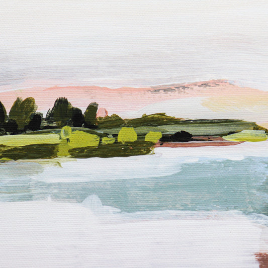 Sunset Shore Abstract Landscape Art Print- 11x14" or 8x10" Beach Art Prints on Matte Canvas-Framed Wall Art-Unique Wall Decor-Laurie Anne