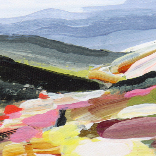 Vibrant Valley Abstract Landscape Art Print- 8x10" 11x14" Mountains Art Prints on Matte Canvas-Purple and Green Framed Wall Art-Unique Decor-Laurie Anne