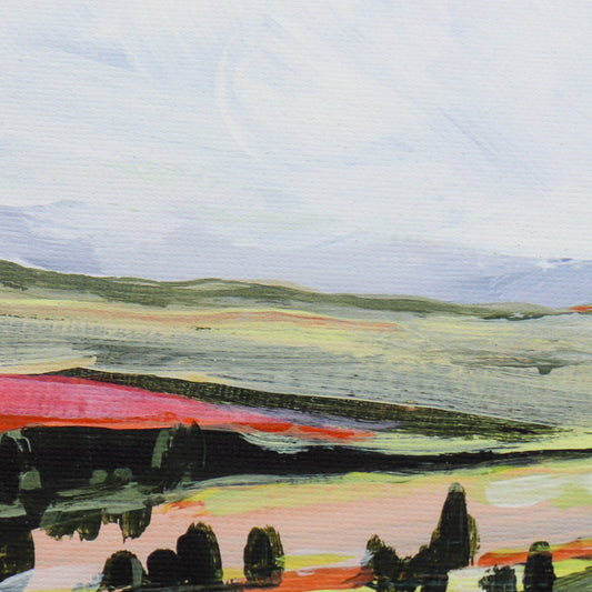 Yellow Hills Abstract Landscape Art Print- 8x10" or 11x14" Art Prints on Matte Canvas-Scenic Trees Framed Wall Art-Unique Decor-Laurie Anne