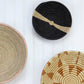 Black with Tan Stripe Decorative Fruit Bowl | Round Woven Basket | Wall Basket Decor | Large or Small Decorative Round Wall Baskets with Flat Back for Hanging | African Sisal Handwoven Baskets