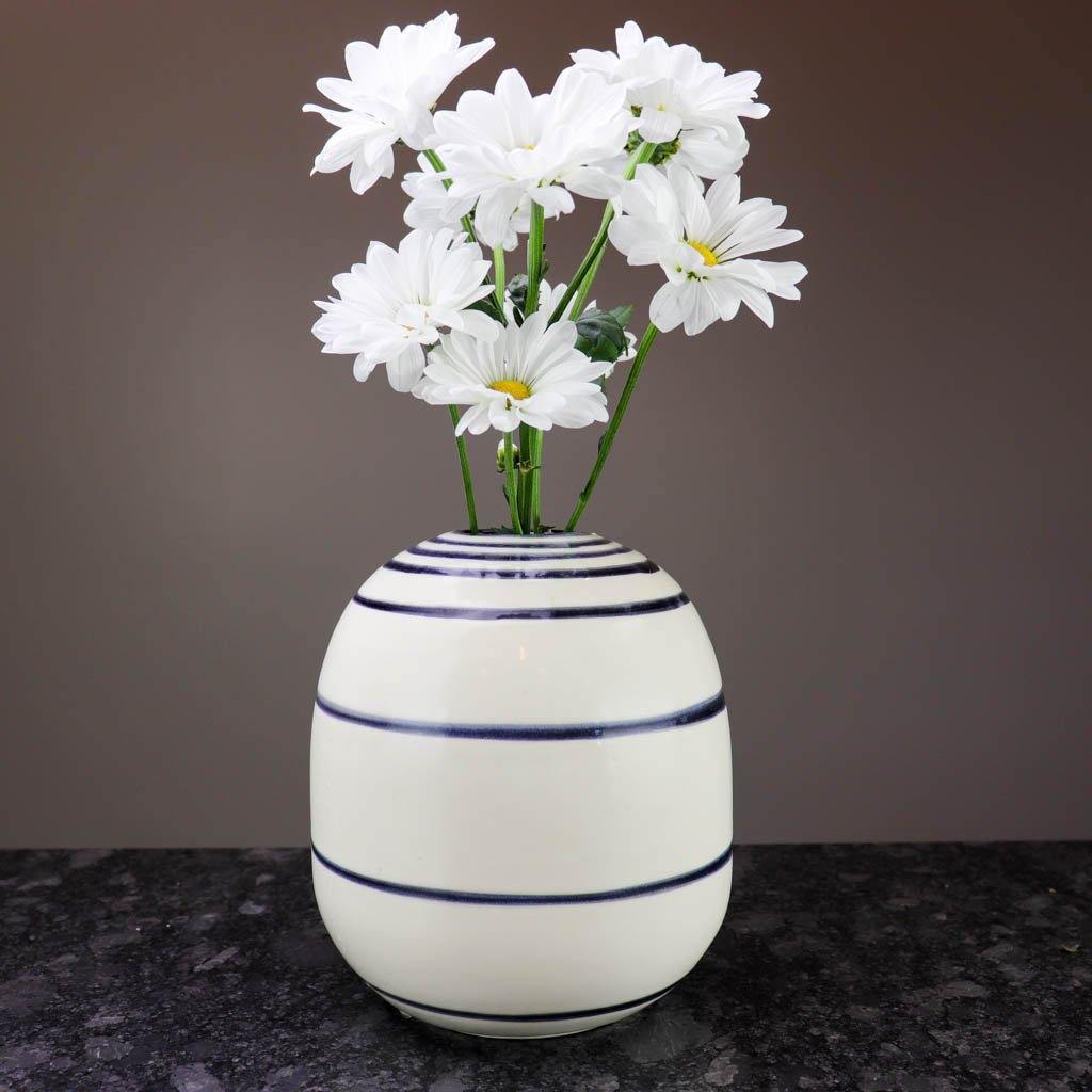 Black and White Bud Vase | Striped Ceramic Flower Vases | Unique Oval Pottery | Handmade Decorative Accents | Housewarming Gift Ideas | Aaron Swank