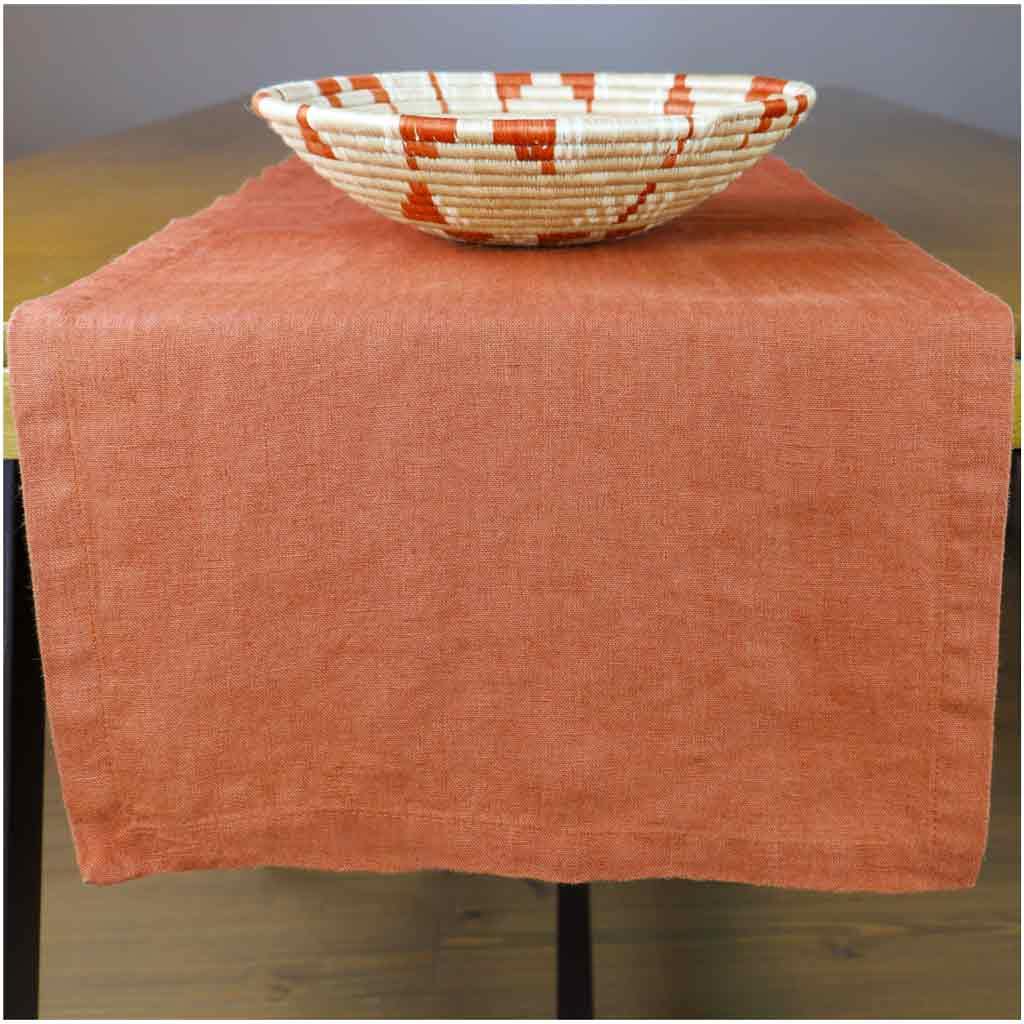 Burnt Orange Table Runner Linen Tales Kitchen Decor.