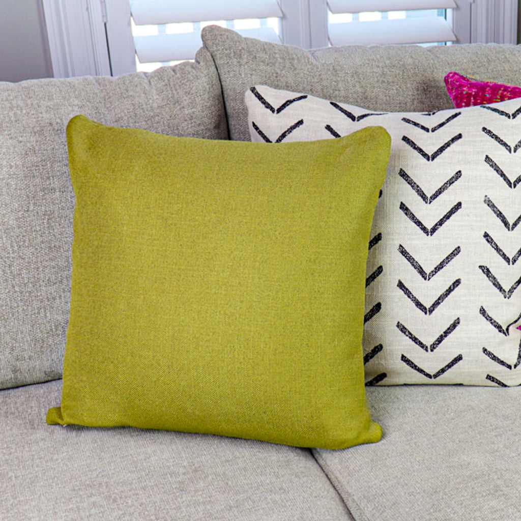 Chartreuse Decorative Throw Pillow | Solid Yellow Green Accent Pillow for Couch or Bed | 20x20"