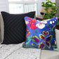 Cobalt Blue Velvet Throw Pillow | 20x20" | Multicolor Floral Print | Bright, Bold, & Super Soft Decorative Pillow Covers | Unique Home Accents