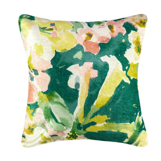 Emerald Green Velvet Throw Pillow-20x20" Unique Floral Decorative Pillow Covers-Shabby Chic Decor for Living Room Couch or Bed