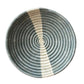 Grey with White Stripe Round Woven Baskets | Decorative Bowls with Flat Back for Hanging | Boho Wall Decor or Catchall | African Wall Art | 8 or 12 in