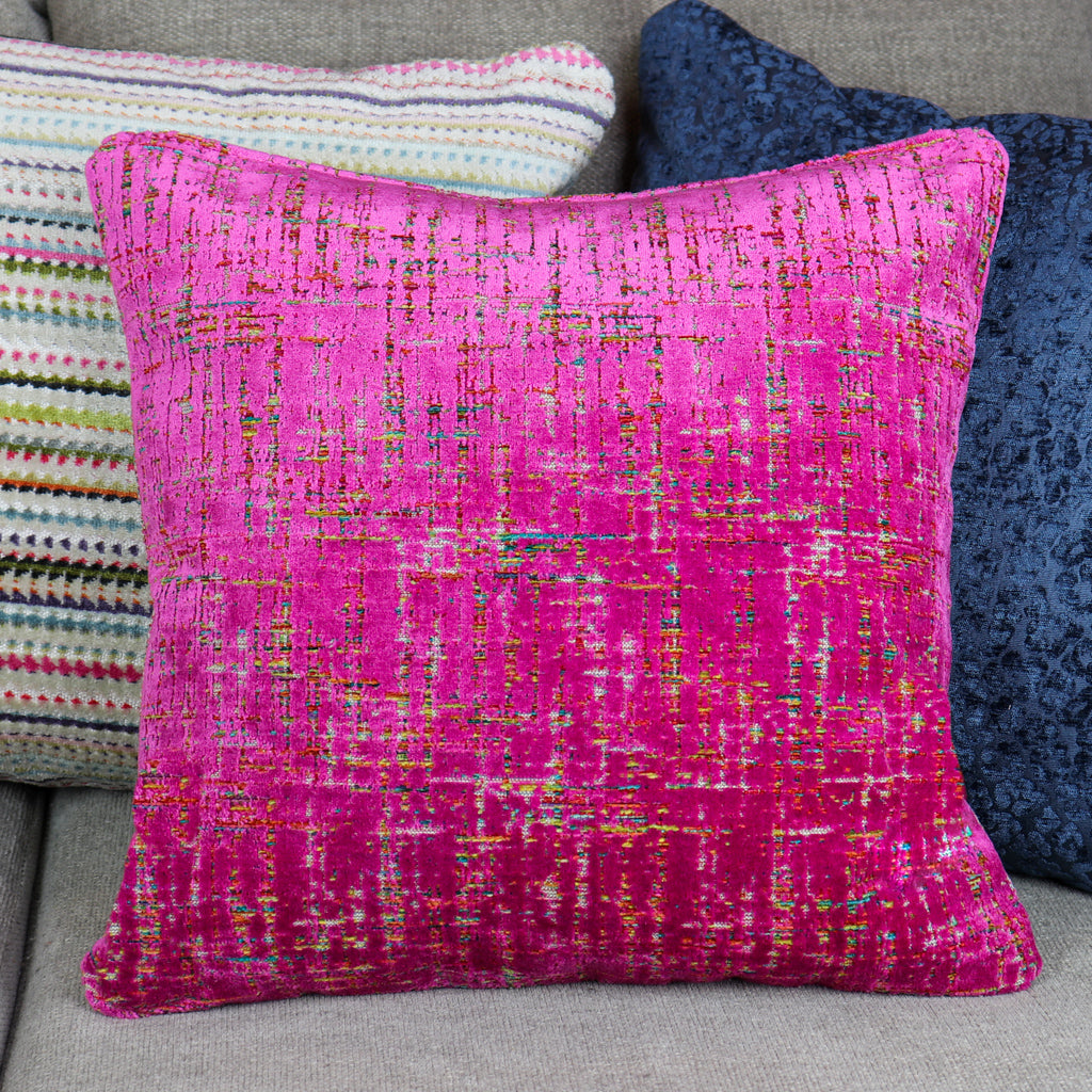 Hot Pink Throw Pillow Fuchsia Velvet Cushion Cover 20x20 Prince Pom