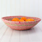 Hot Pink and Blush Round Woven Bowl | Decorative Basket with Flat Back for Wall Art or Table Display