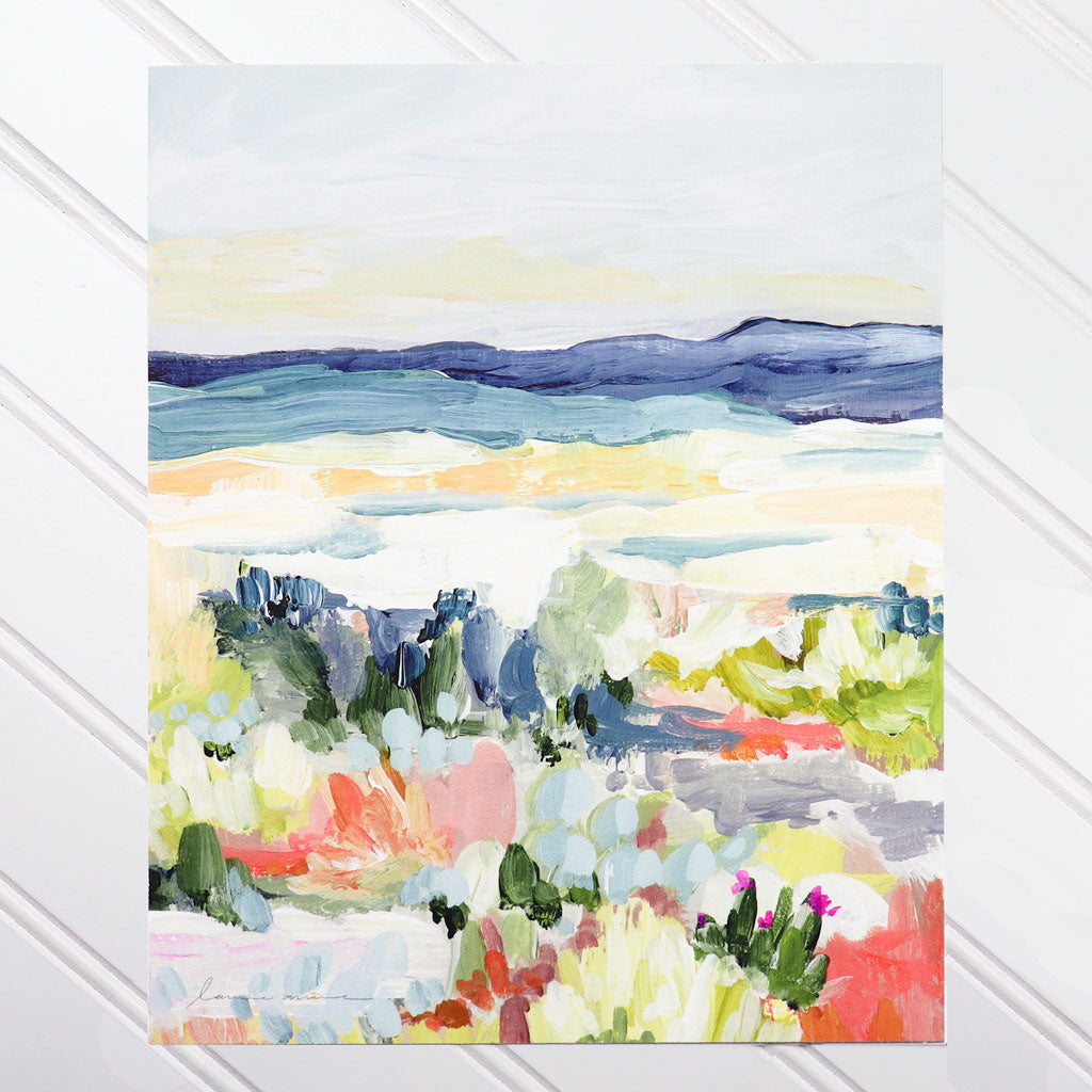 Desert Dawn | Abstract Landscape Painting | Flowers Sky Scenery | Art Prints on Canvas | Unique Wall Decor | Laurie Anne