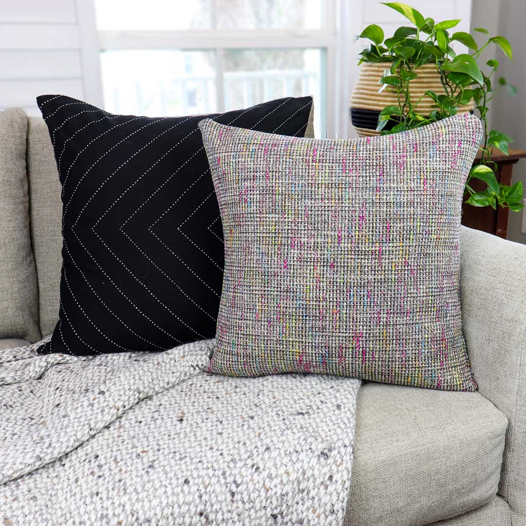 Black and White Throw Pillow Cover Large Geometric Pattern 22 Prince Pom