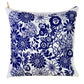 White and Navy Blue Floral Throw Pillow | Linen Decorative Pillow | Dark Blue with Flowers |Abstract Garden| Unique Accents | 20x20"