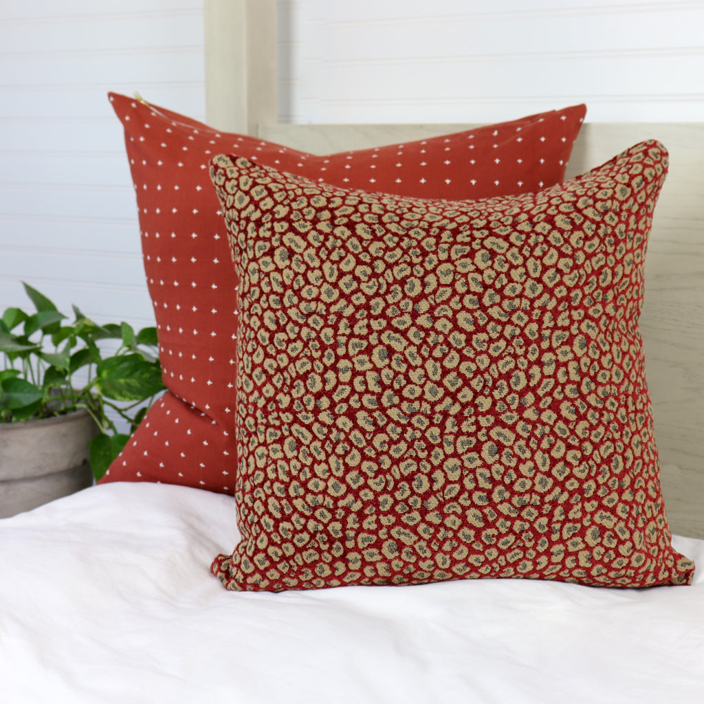 Leopard Print Throw Pillow Cover | Ruby Red | 20x20"