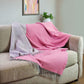 Pink and Grey Reversible Throw Blanket With Fringe | Cashmere and Merino Wool | Bed or Sofa Throw