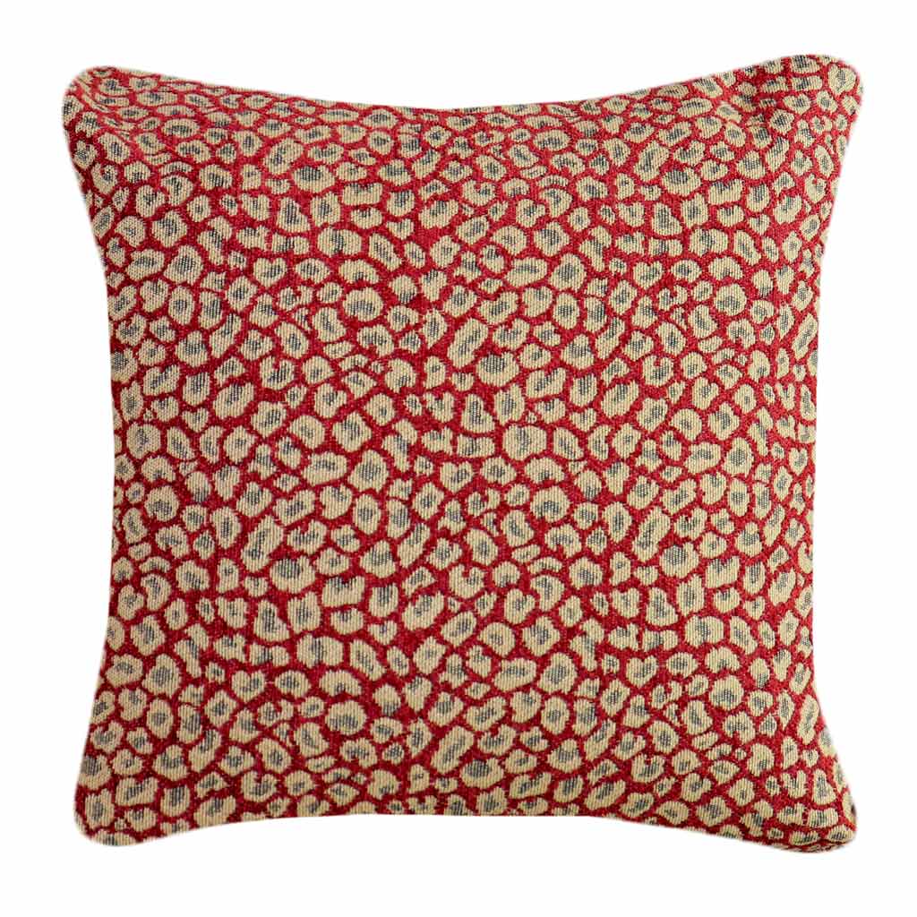 Red Leopard Throw Pillow | Burgundy and Tan Animal Print Decorative Pillow Covers | Chenille Texture | Cheetah Print | Unique Accent Pillows | 20x20"
