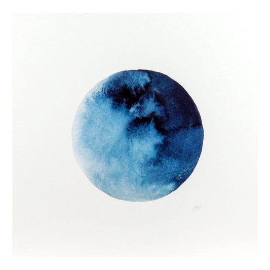 Blue Moon Art Print | Unique Wall Art | Minimalist Prints | Space and Sky Artwork Paintings| Nursery Decor | Snoogs & Wilde | 12x12 or 11x14 inch