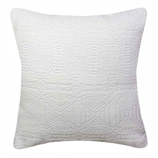 White Textured Throw Pillow | 20x20" | Velvet Chenille Geometric Pattern | Decorative Pillow Covers | Neutral Decor for Couch or Sofa