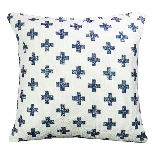 White and Navy Blue Cross Throw Pillow-20x20" Chenille Decorative Pillow Covers-Geometric Decor for Living Room Couch or Bed
