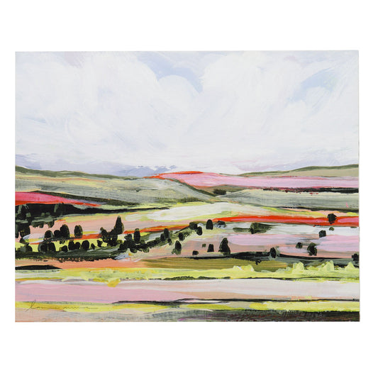 Yellow Hills Abstract Landscape Art Print- 8x10" or 11x14" Art Prints on Matte Canvas-Scenic Trees Framed Wall Art-Unique Decor-Laurie Anne