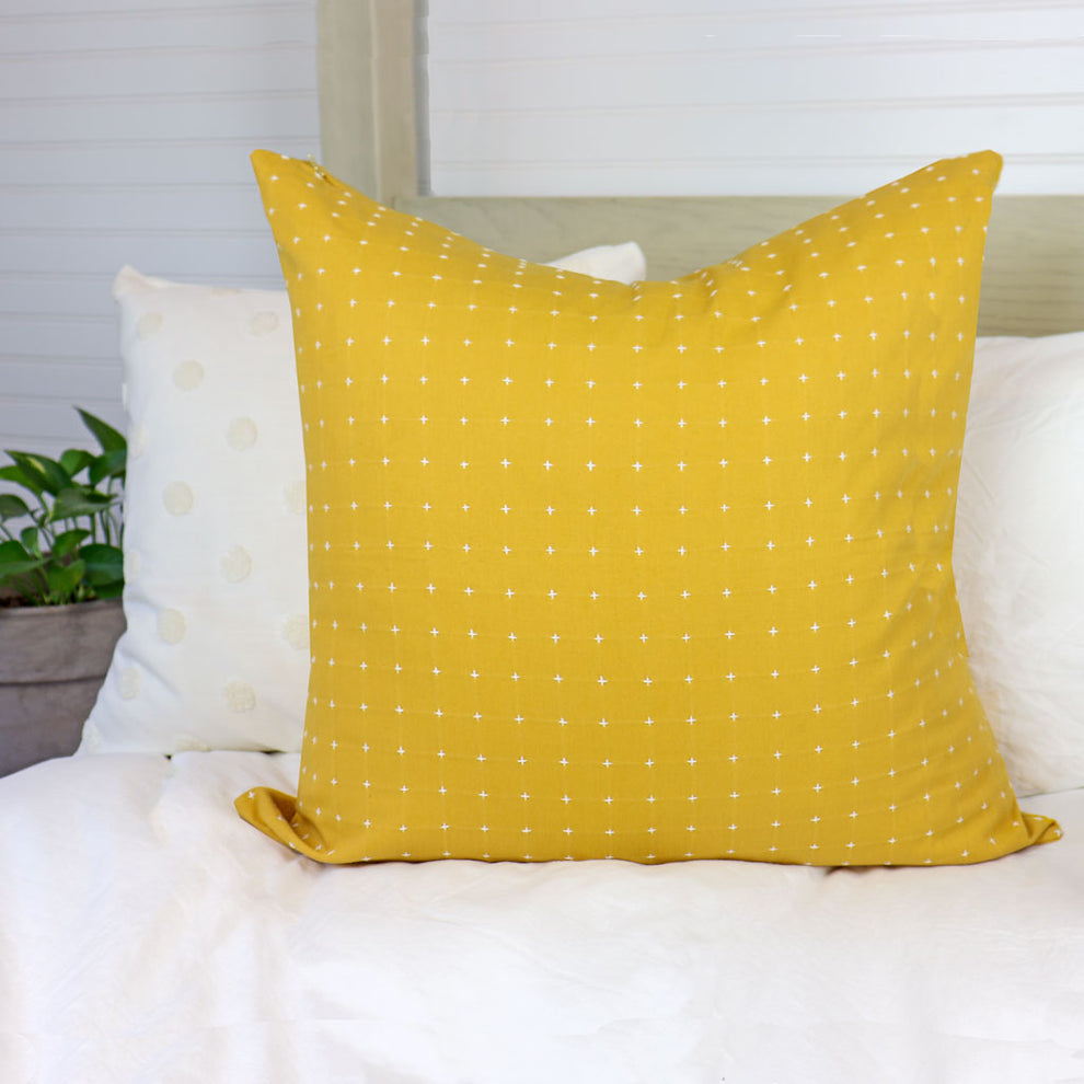 Yellow Throw Pillow Decorative Mustard Pillow Cover Large 22" Prince & Pom