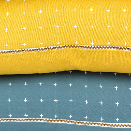 Yellow Cross Stitch Throw Pillow Cover 22x22"