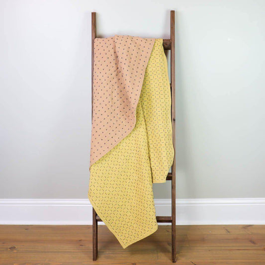 Beige & Yellow Quilted Throw Blanket Happy French Gang Throws & Blankets.