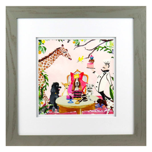 Birthday Party | Unique Wall Art | Animal Art Prints | Nursery Wall Decor | Gifts for Baby Girl or Pet Lover| 8x8 inch | Clementine Studio