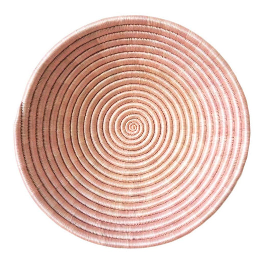 Blush Pink Decorative Wall Basket-Round African Baskets with Flat Back for Hanging Boho Wall Art-Decorative Fruit Bowls-Unique Wall Decor-8 or 12 inch