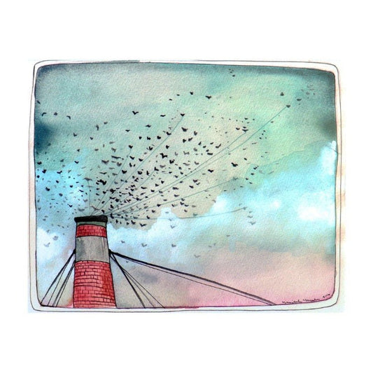 Pacific Northwest Art Prints | Chapman Swifts | Portland Oregon Painting | Wall Decor Decorative Accents | 11x14 inch| Michele Maule