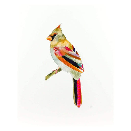 Female Cardinal Art Print | Unique Wall Art | Bird Framed Prints | Gift for Someone Who Lost A Loved One| Artwork | Snoogs & Wilde | 11x14 inch