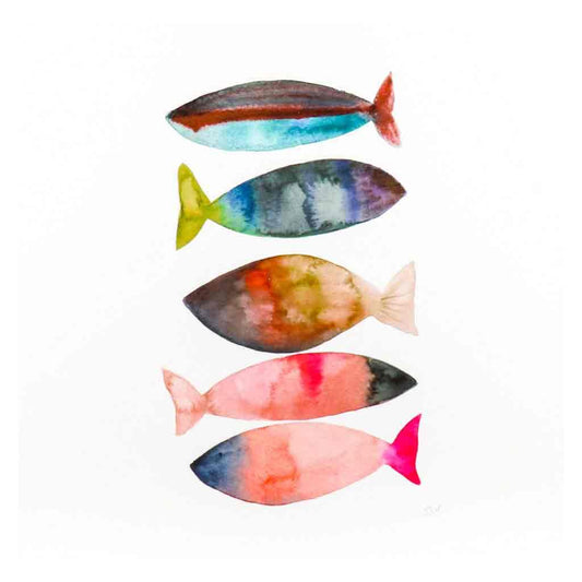 Fish Stack Art Print | Abstract Fish Framed Prints | Unique Wall Decor | Artwork for Bathroom Nursery or Kitchen | Snoogs & Wilde | 12x12 or 11x14 inch