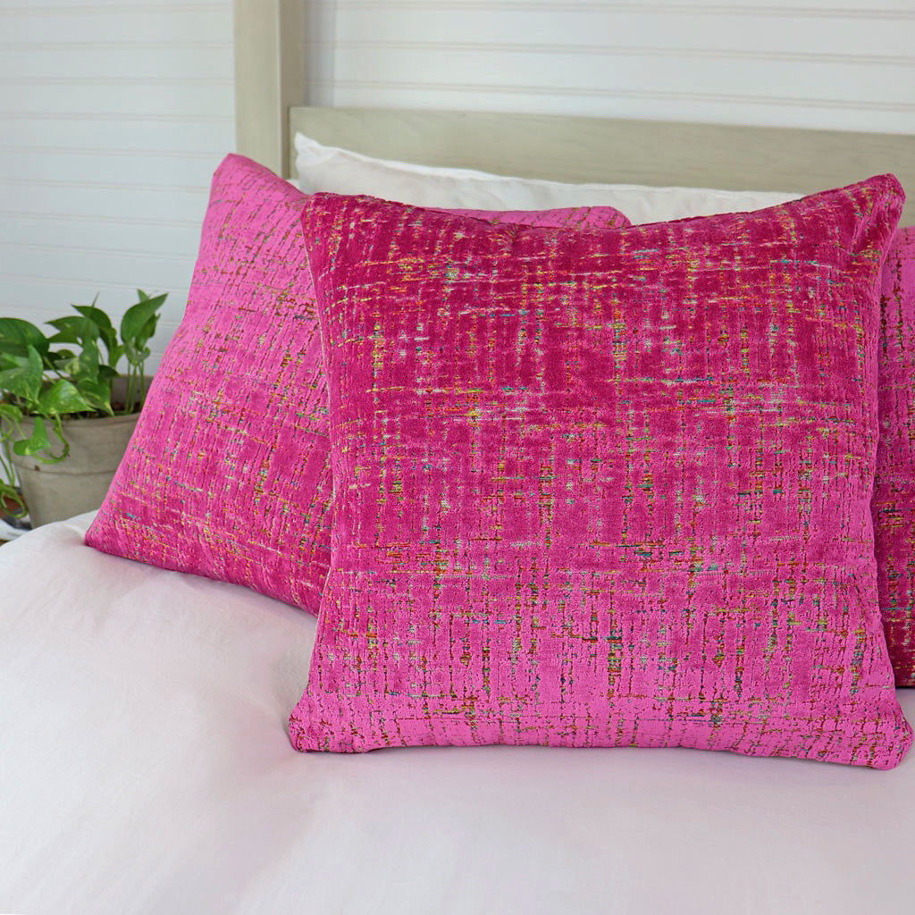 Hot Pink Throw Pillow, Fuchsia Velvet Cushion Cover