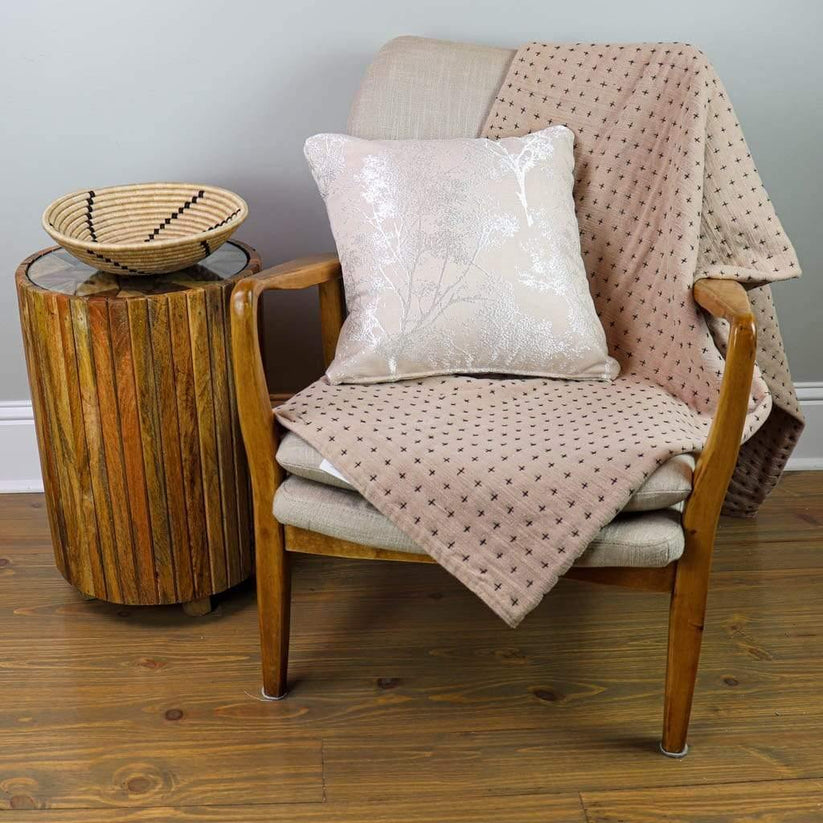 Decorative Pillows Floral Throw Pillow Metallic Blush Pink 20" x