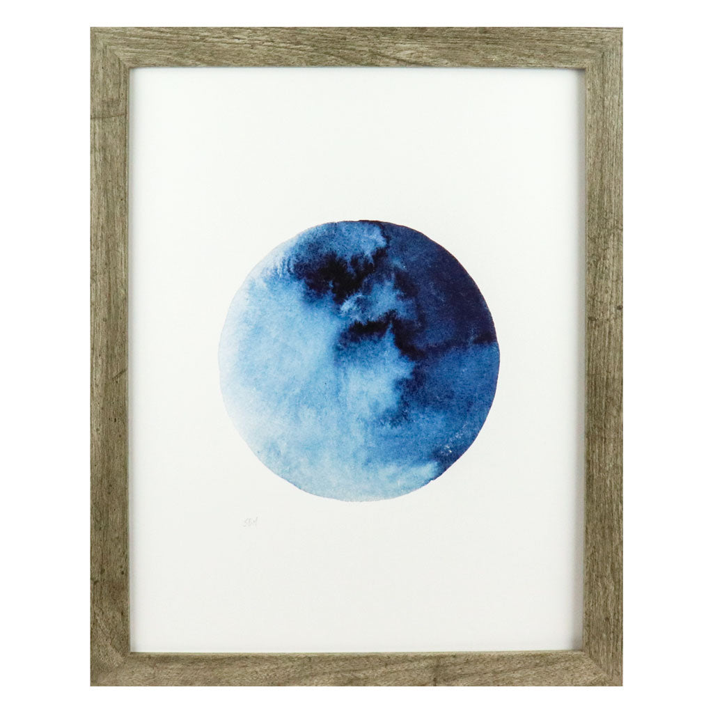 Blue Moon Art Print | Unique Wall Art | Minimalist Prints | Space and Sky Artwork Paintings| Nursery Decor | Snoogs & Wilde | 12x12 or 11x14 inch