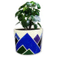 Blue and Green Mountain Plant Pot | Hand Painted Planters | Unique Gifts and Home Decor | White Abstract Mountains | Flower Pots | 7x9"