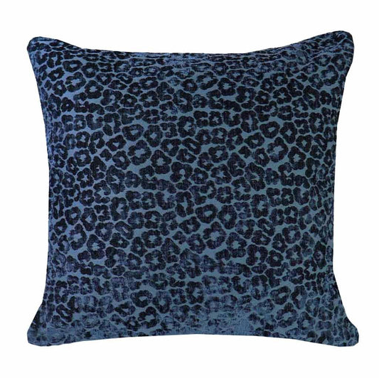 Navy Blue Leopard Throw Pillow | Velvet Decorative Pillow Cover | Textured Animal Print | Unique Cheetah Decor for Couch or Bed