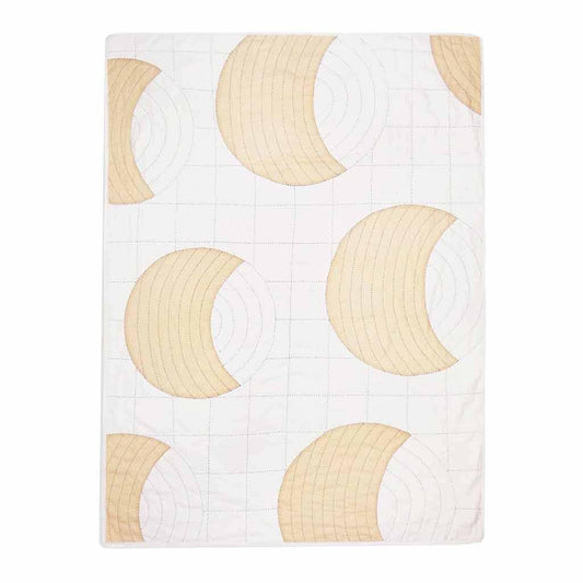 Peach and White Quilted Throw Blanket