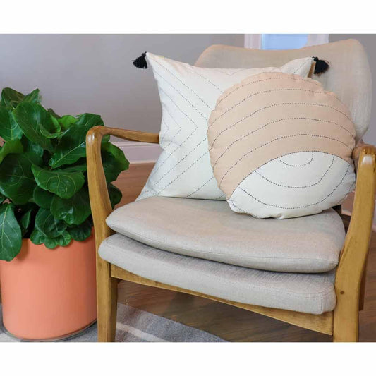 The HomeCentric Decorative Pillow Cover, Decorative Peach & Grey 20x20  (50x50 cm) Throw Pillows, Velvet Foiled, Quilted & Patchwork Throw Pillows  for Sofa, Striped Pattern Modern Style - Peach Dusk : 