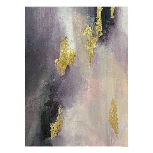 Purple, Grey, Gold Leaf Abstract Painting, Original Art Prints