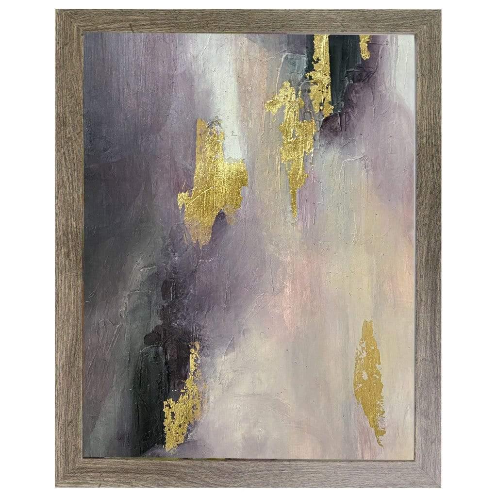 Purple, Grey, Gold Leaf Abstract Painting, Original Art Prints, Large