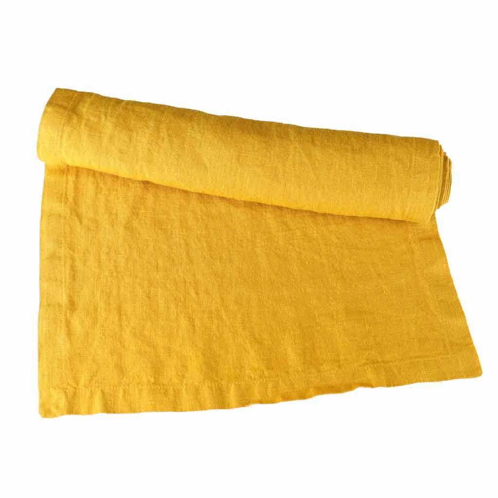 Yellow Linen Table Runner  Linen Tales Kitchen Decor.Mustard Yellow Linen Table Runner  | 16x79" | Kitchen and Dining Room Table Decor | Sustainable Home Accents | Linen Tales